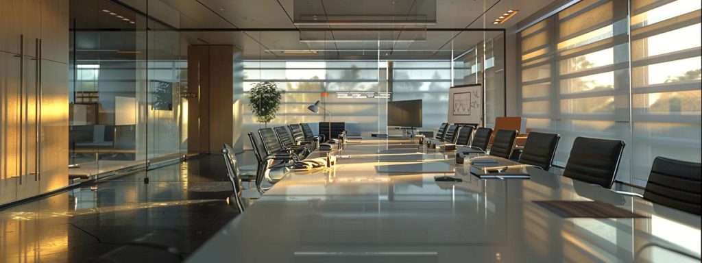 a sleek, modern office environment features a polished conference table surrounded by thoughtful business professionals engaged in a dynamic discussion about insurance strategies, with visual charts and documents illustrating the impact of divorce on business continuity.