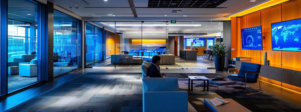 a sleek, modern office space features a focused individual analyzing financial documents on a digital tablet, surrounded by charts and graphs that depict asset division and budgeting strategies post-divorce, illuminated by soft ambient lighting that highlights the seriousness of financial planning.